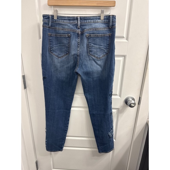 Driftwood Jackie Embroidered Skinny Jeans Blue Floral Denim Womens Size 30 - Picture 3 of 3